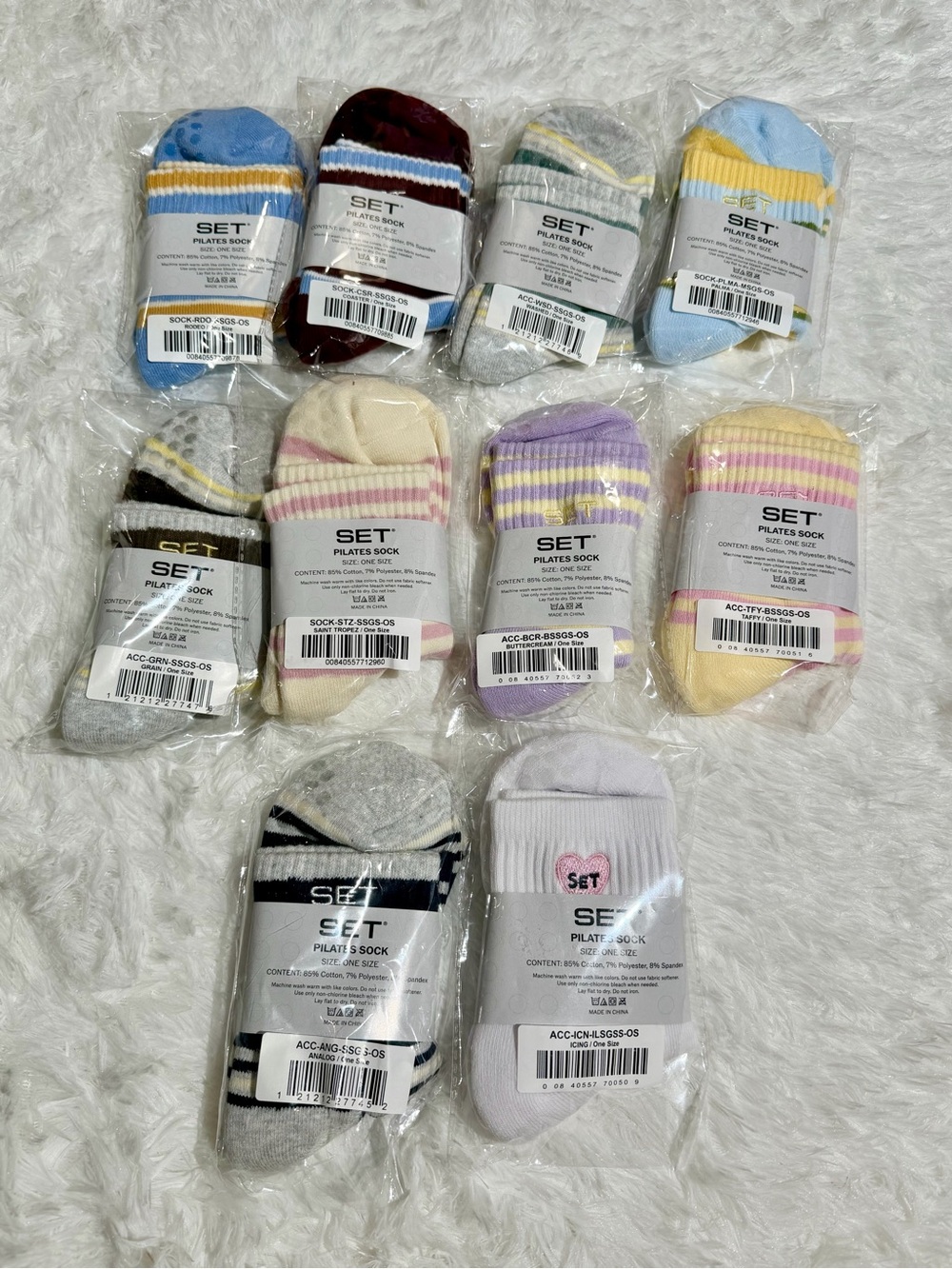 NWT SET ACTIVE Women's Pilates Socks 10 PAIRS Birthday Collection Set Carnival